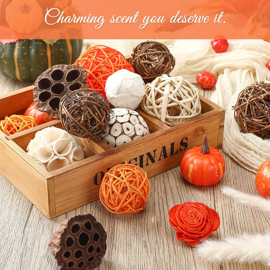 Potpourri Decorative Balls Bowl Filler,Orange - Set of 2