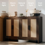 Rattan Buffet Cabinet with Storage, Sideboard Cabinet with Doors and Adjustable Shelves
