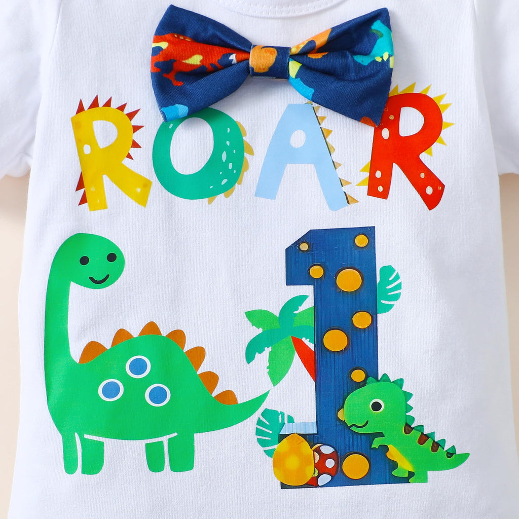 Baby Boy 1st Birthday Bow Tie Bodysuit Y Suspenders Pants Clothes set Funny Christmas Outfit
