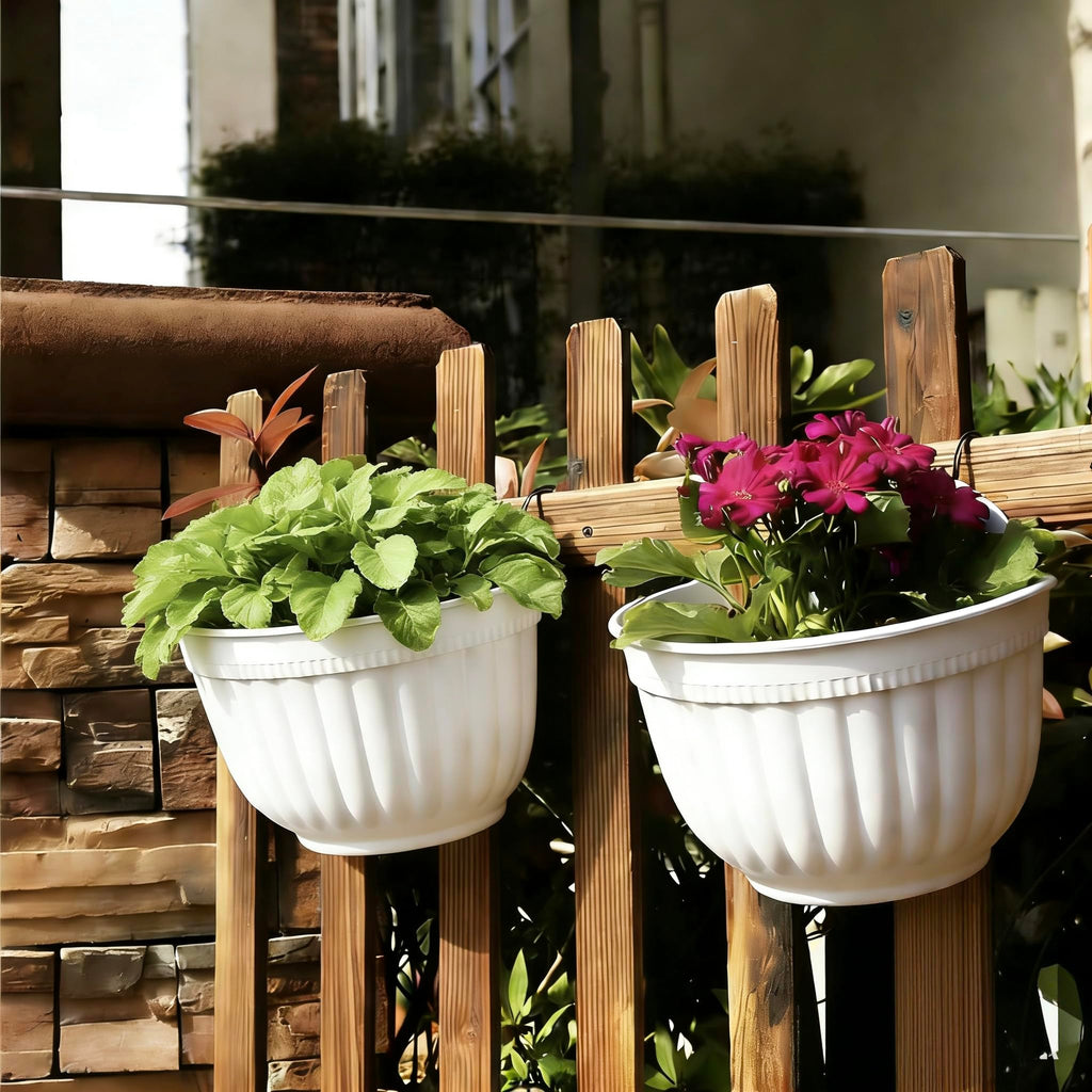 4 Pack White Wall Planter Pots Vertical Living Wall Hanging Planters Wall Mounted Planter Holder with Drainage Hole