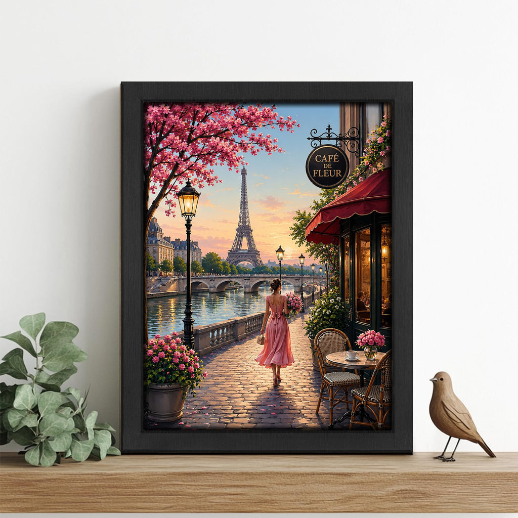 Paris Eiffel Tower Decor Wall, Romantic Seine River Picture 16"x24"