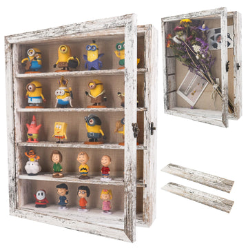 Shadow Box Frame with Removable Shelves, White 11x14 Deep Memory Box Display Case for Keepsake Collectibles, Coins