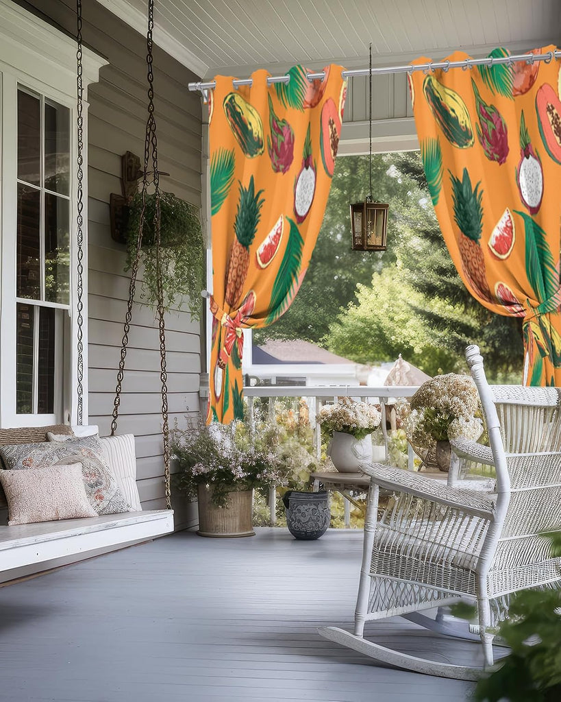 Outdoor Curtains Waterproof, Tropical Privacy Screen Outdoor Front Porch Decor, Grommet Outside Curtains for Porch