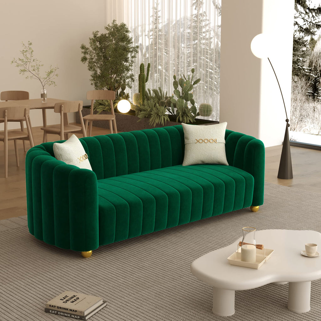 83'' Sofa Chesterfield Upholstered Modern Couch with 2 Pillows Sofa Apartment(Green)