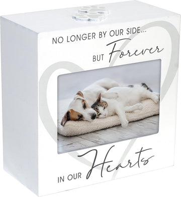Pet Memorial Urn with 3.5x5 Photo Frame, Ashes Storage, White