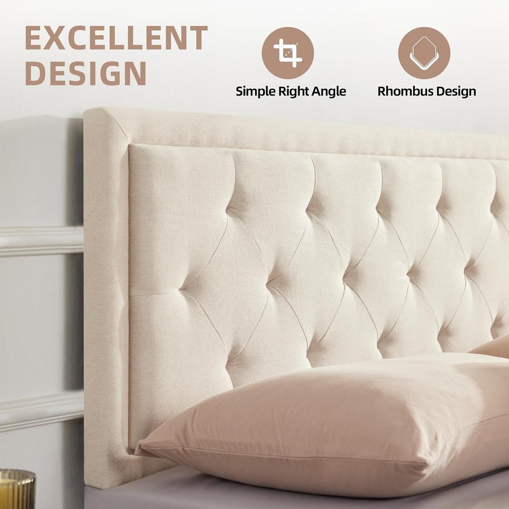 Upholstered Queen Headboard Only, Tufted Headboard Queen, Solid Wood Height Adjustable Modern Head Boards with