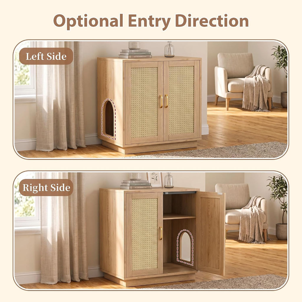 Cat Litter Box Enclosure Furniture-Hidden Storage