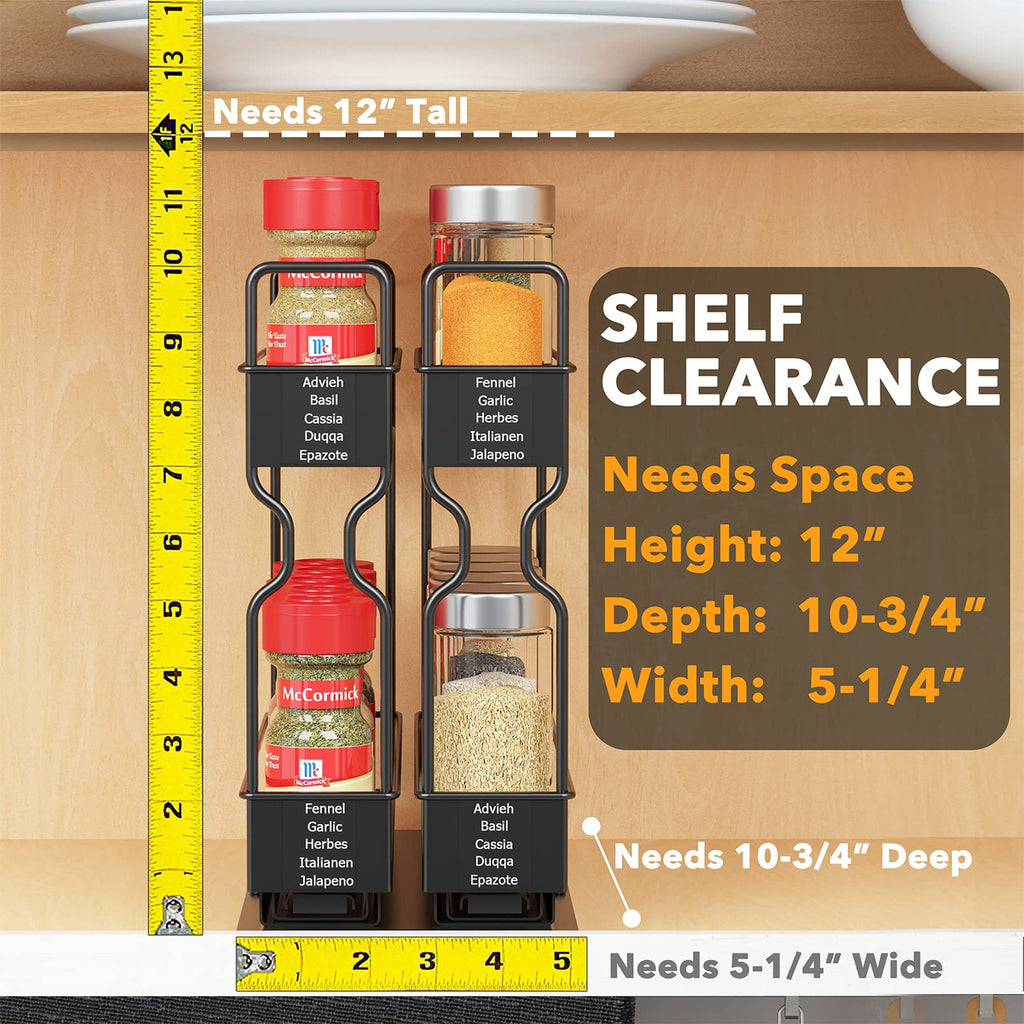 Pull Out Spice Rack Organizer for Cabinet, Heavy Duty Slide Out Seasoning Kitchen Organizer, Cabinet Organizer