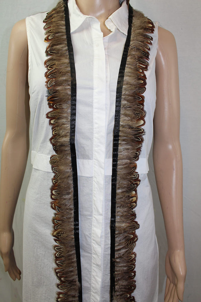 Natural Ringneck Pheasant Feather Trim Fringe,2 Yard LongAccessories Feather DIY Decorative (001)