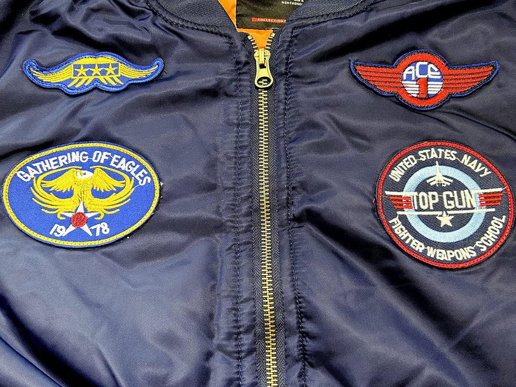 Kids Bomber Jacket Full Zip Badge Thermal Jacket with Pockets