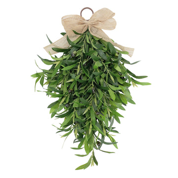 22 Inch Artificial Olive Branch Swag, Teardrop Front Door Wreath