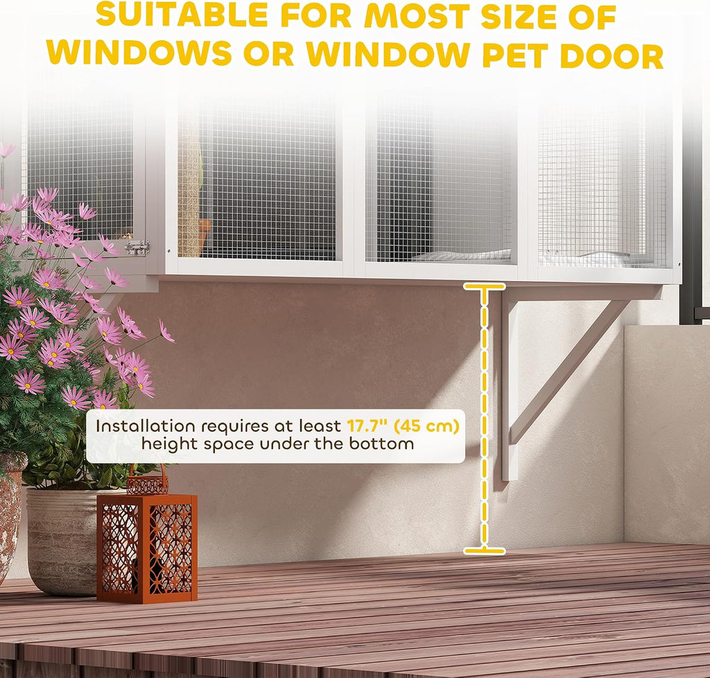 Outdoor Catio for 2-3 Large Indoor Cats 2 Jumping Platforms White