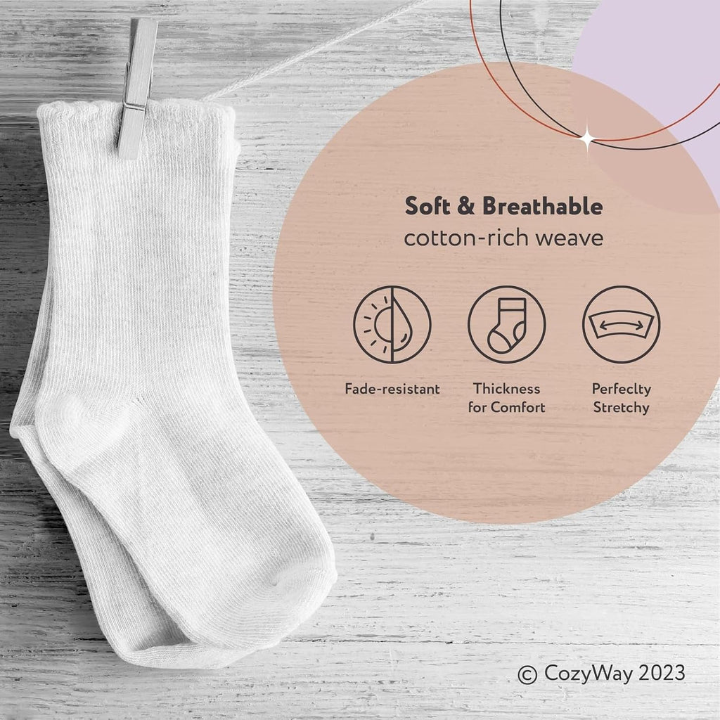 Baby & Toddler Socks Ankle Comfy Cotton Socks For Girls and Boys No Show Infant - 12 Pack