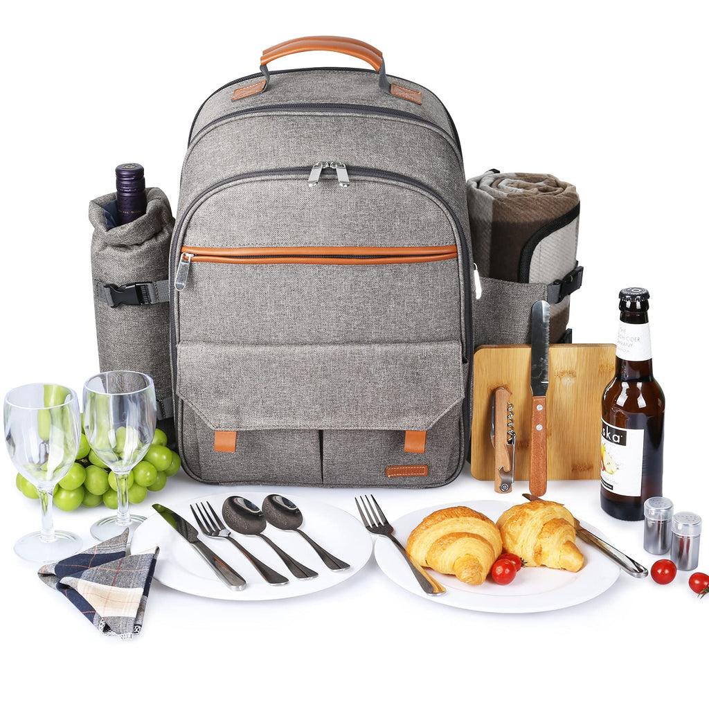 Picnic Backpack for 2 Person, Picnic Basket Set (Brush Beige)
