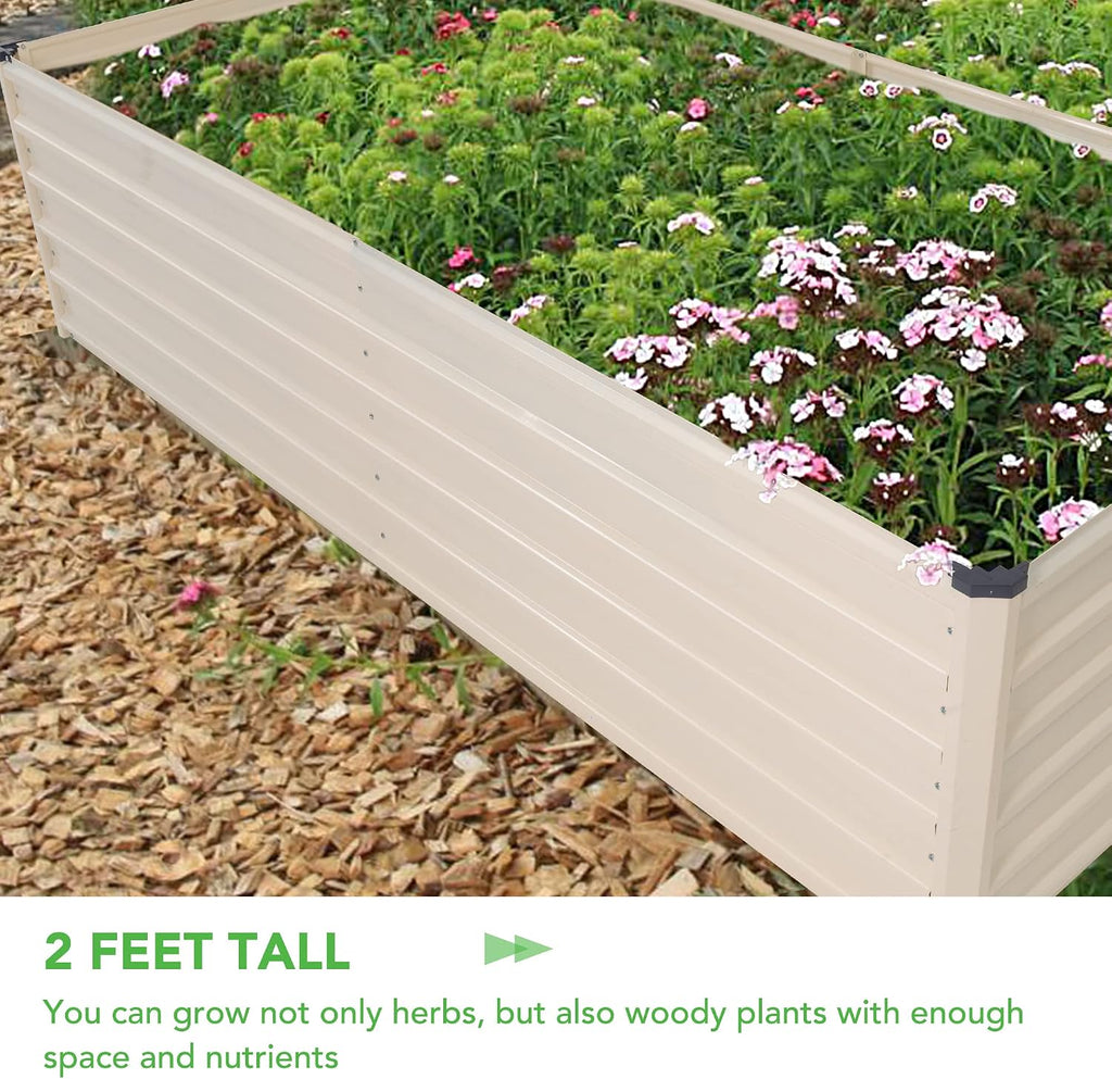 Galvanized Raised Garden Bed Kit, 8x4x2ft Planter Raised Garden Boxes Outdoor with Anti-Rust Paint, Rectangle Metal