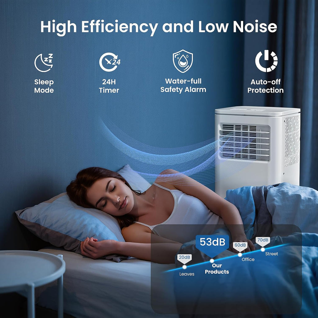 3-in-1 Portable Air Conditioners,8000BTU Portable AC Units Cools 350 Sq.Ft. with 24H Timer Remote Control