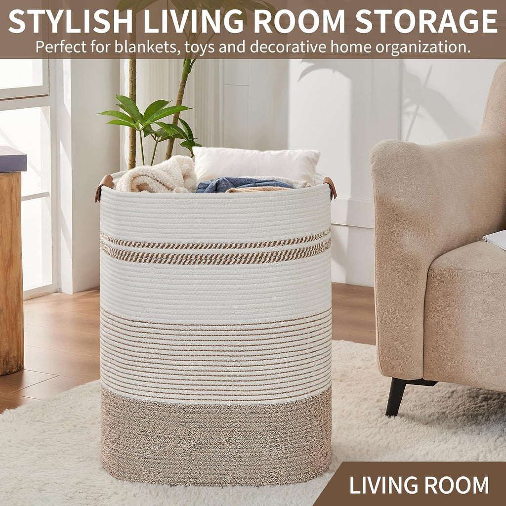 Laundry Basket with Handles - Blanket Basket & Hampers Aesthetic, Laundry Hamper & Blanket Storage , Clothes Hamper