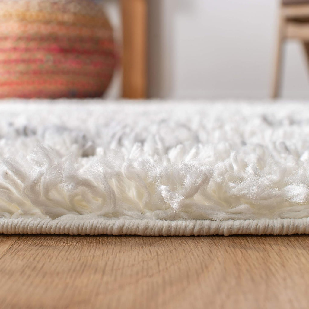 Moroccan Tassel Shag Collection Runner Rug - 2'2" x 8', Ivory & Light Grey, Boho, Non-Shedding & Easy Care, 1.5-inch