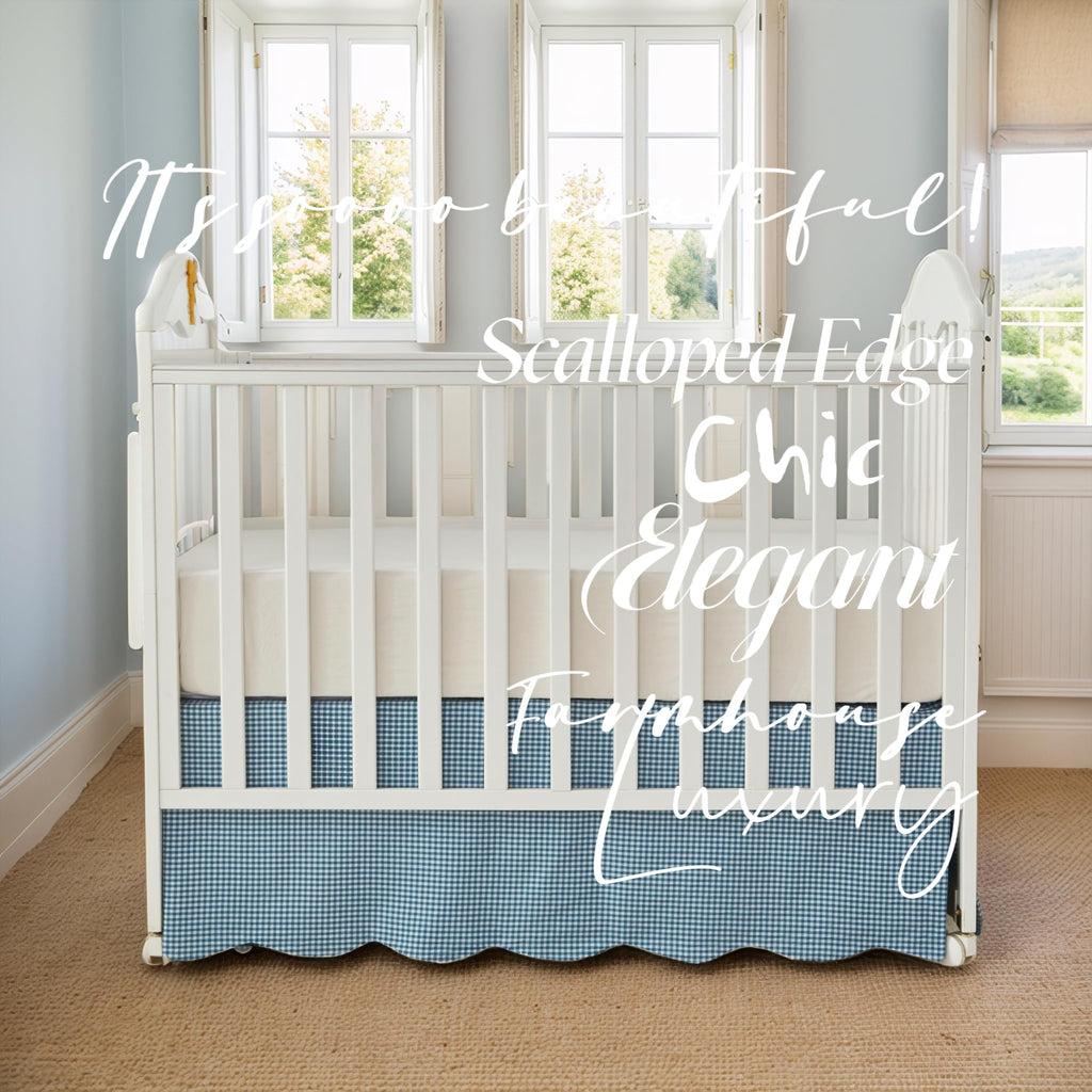Scallop Edge Cotton Crib Skirt Toddler Bedskirt Baby Nursery Crib Bed Skirt Boho Bohemian Neutral Solid Color