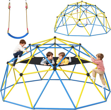 Climbing Dome with Hammock and Swing, 10FT Jungle Gym for Kids 3-8