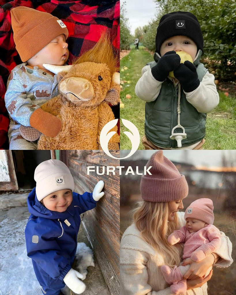 Baby Beanie and Mittens Set Toddler Beanie Warm Winter Hat Gloves Boys Girls