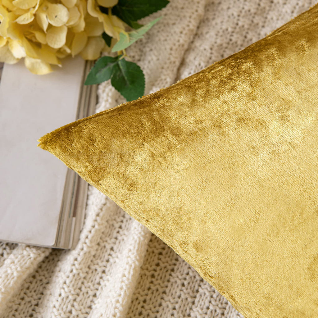 12x20 Inch Lumbar Velvet Throw Pillow Covers Golden