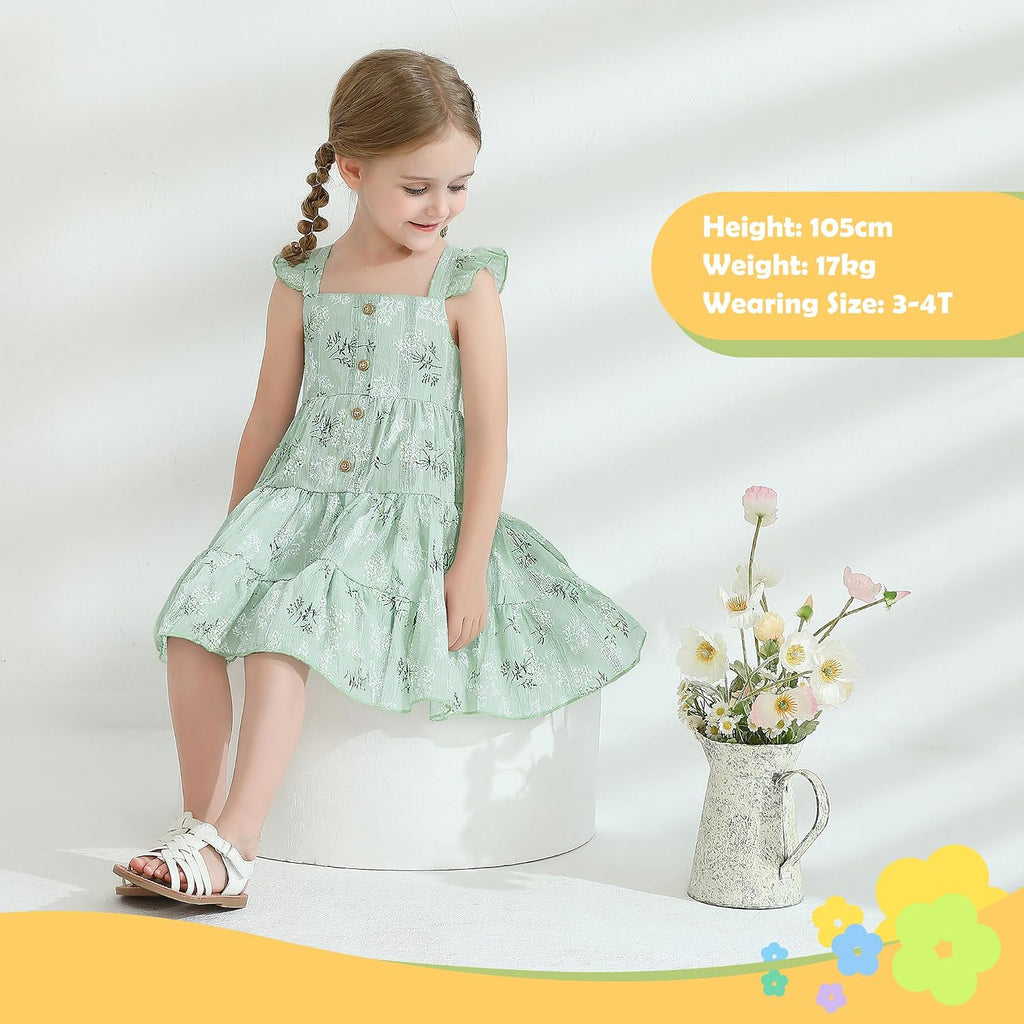 Toddler Girl Dress Summer Baby Girls Dresses 2025 Fly Sleeve Casual Floral Princess Toddler Dresses