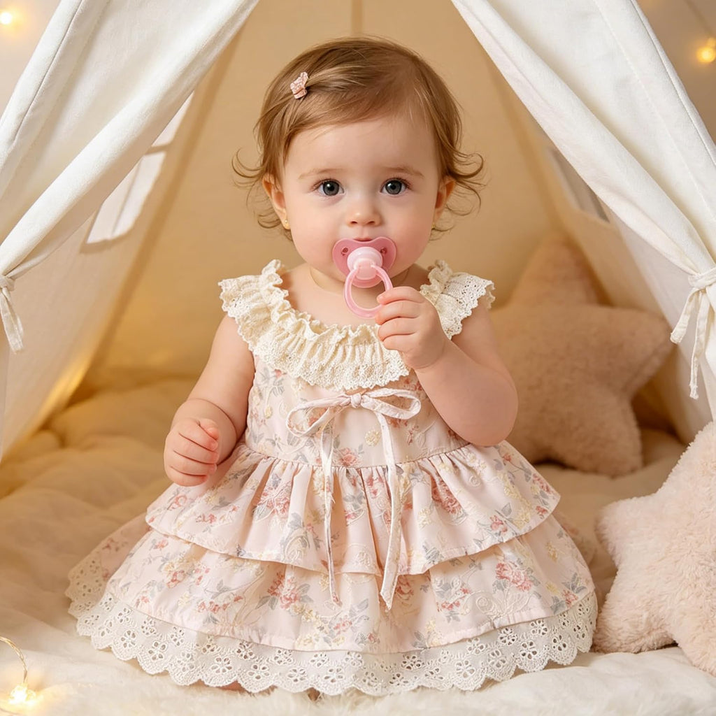 Baby Girl Floral Lace Romper Dress Vintage Boho Sleeveless Bodysuit Dress