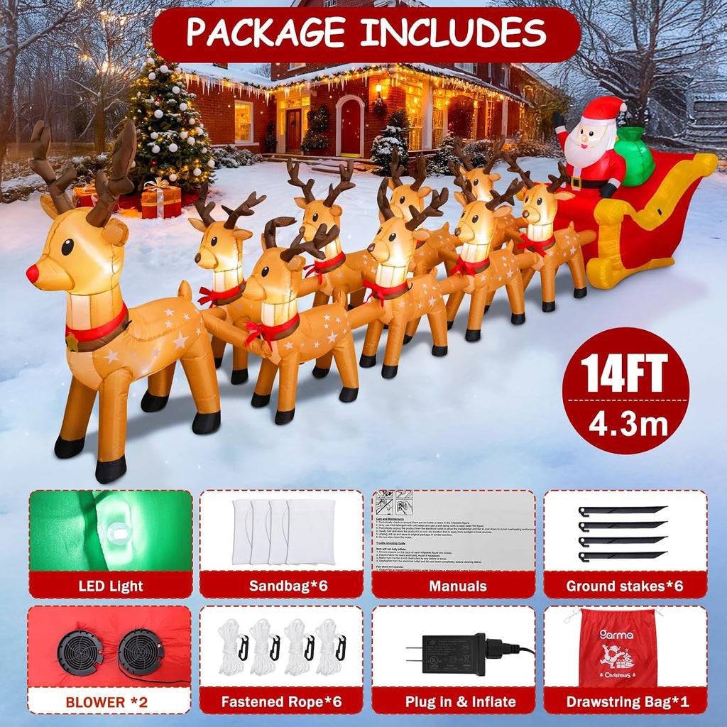 14 FT Christmas Inflatables Outdoor Decorations Giant Xmas Blow ups