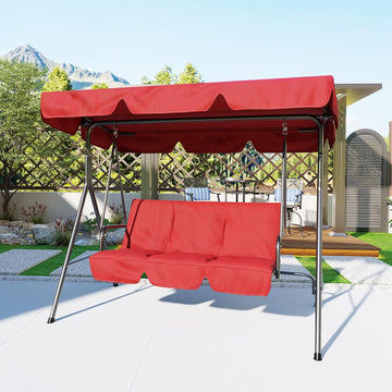 Outdoor Swing Chair with Adjustable Canopy, 3-Person Outdoor Patio Swing Chair with Adjustable Tilt Shade, Porch