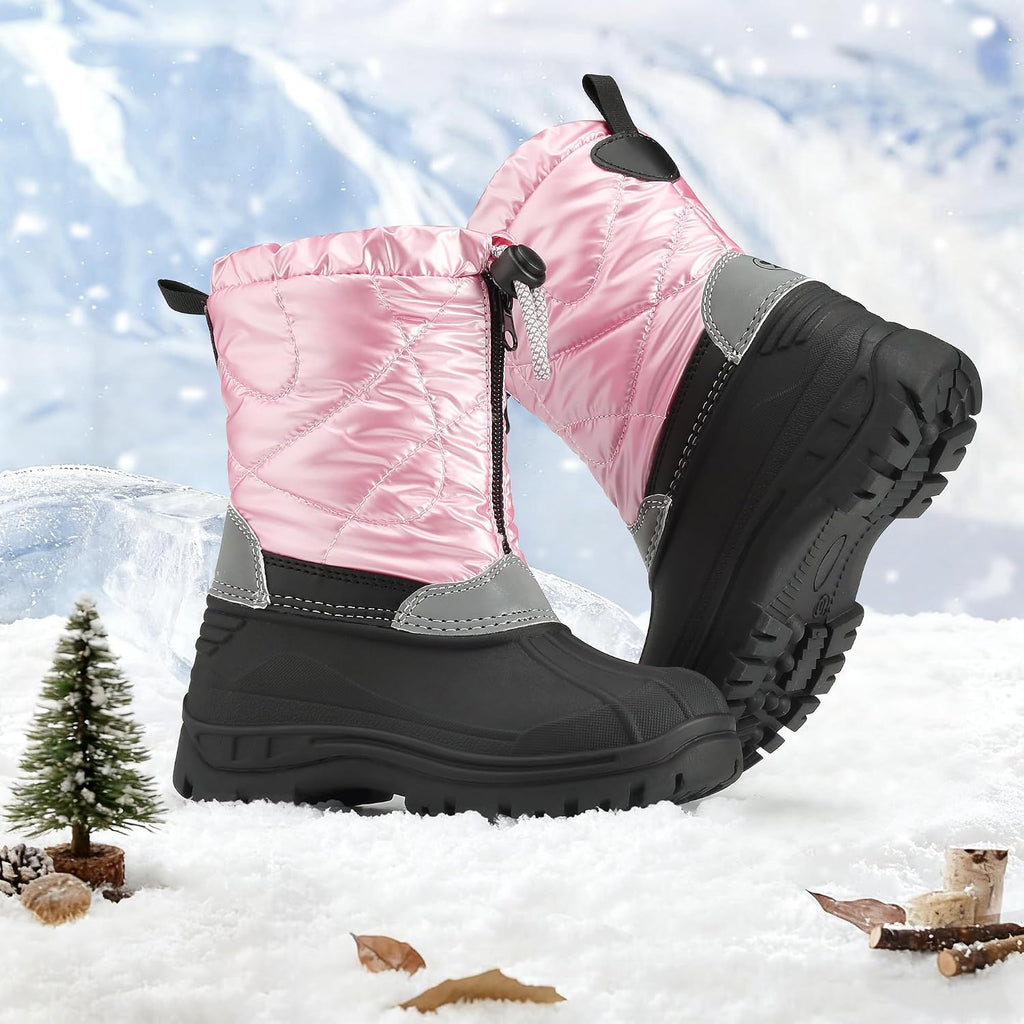 Girls Snow Boots with Zipper Kids Boys Winter Outdoor Boots