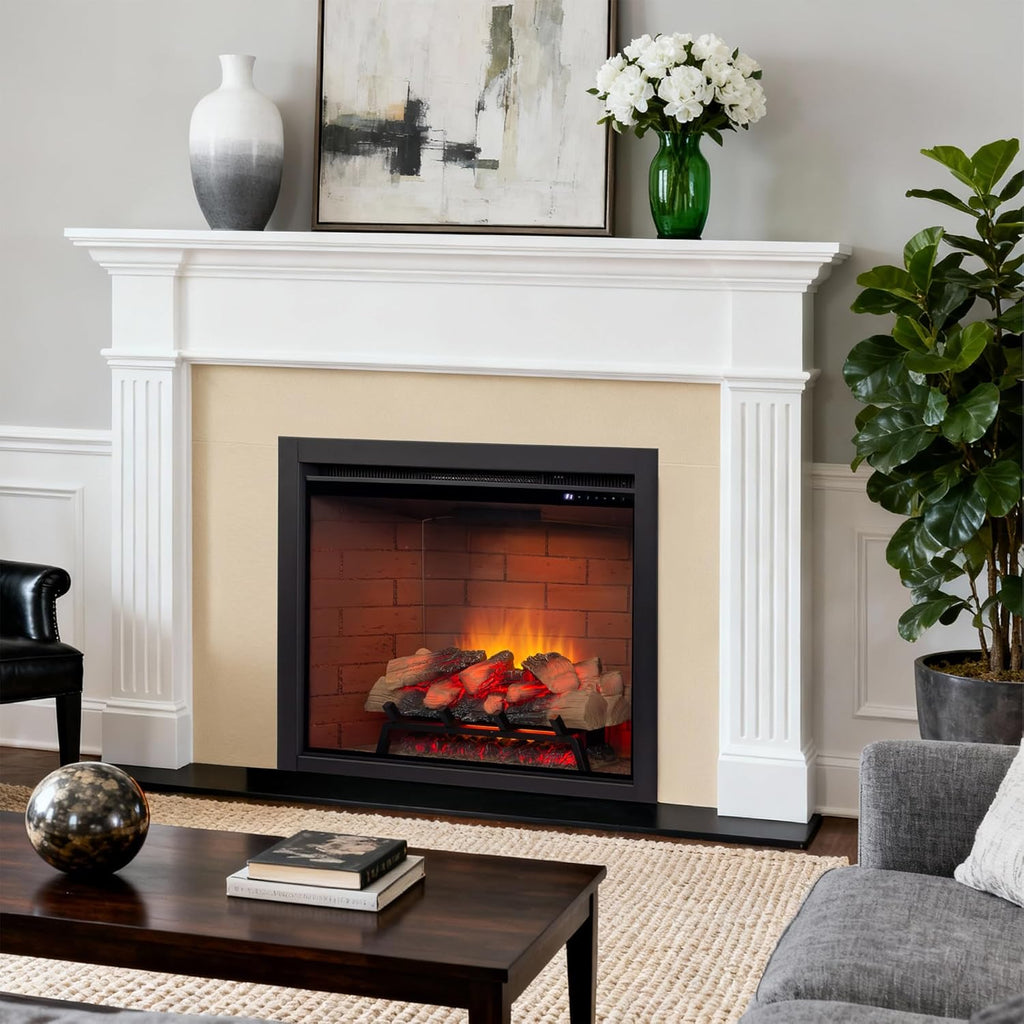 Electric Fireplace Insert w/Top Light, 12×12×12 Flame Color Option with Fire Crackling Sound, 36″W×27″H