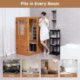 Springspa Infrared Sauna Home Sauna, Indoor Far Infrared Saunas for Home, 1 Person Canadian Hemlock Wooden Spa Room