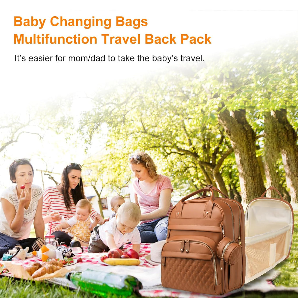Diaper Bag with Changing Station, Waterproof 3 in 1 Diaper Backpack with Foldable Changing Pad, Large Travel Backpack