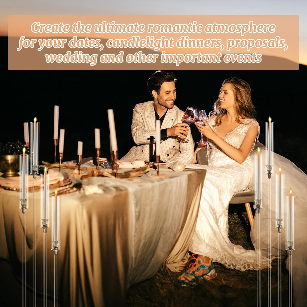 Tessco 6 Pcs Acrylic Candelabra Centerpieces 42.5'' Tall 4 Arms Clear Candle Holders Wedding Table Centerpiece Floor