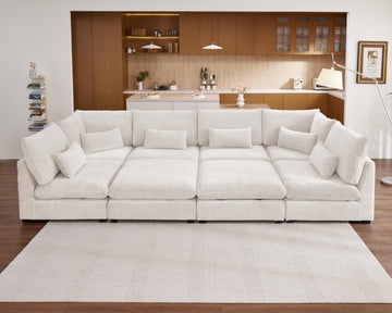154" Oversize Chenille Modular Sectional Sofa Couches, White