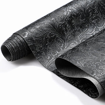 73"x55" Tooled Faux Leather Fabric Floral Embossed 2 Yard Cut