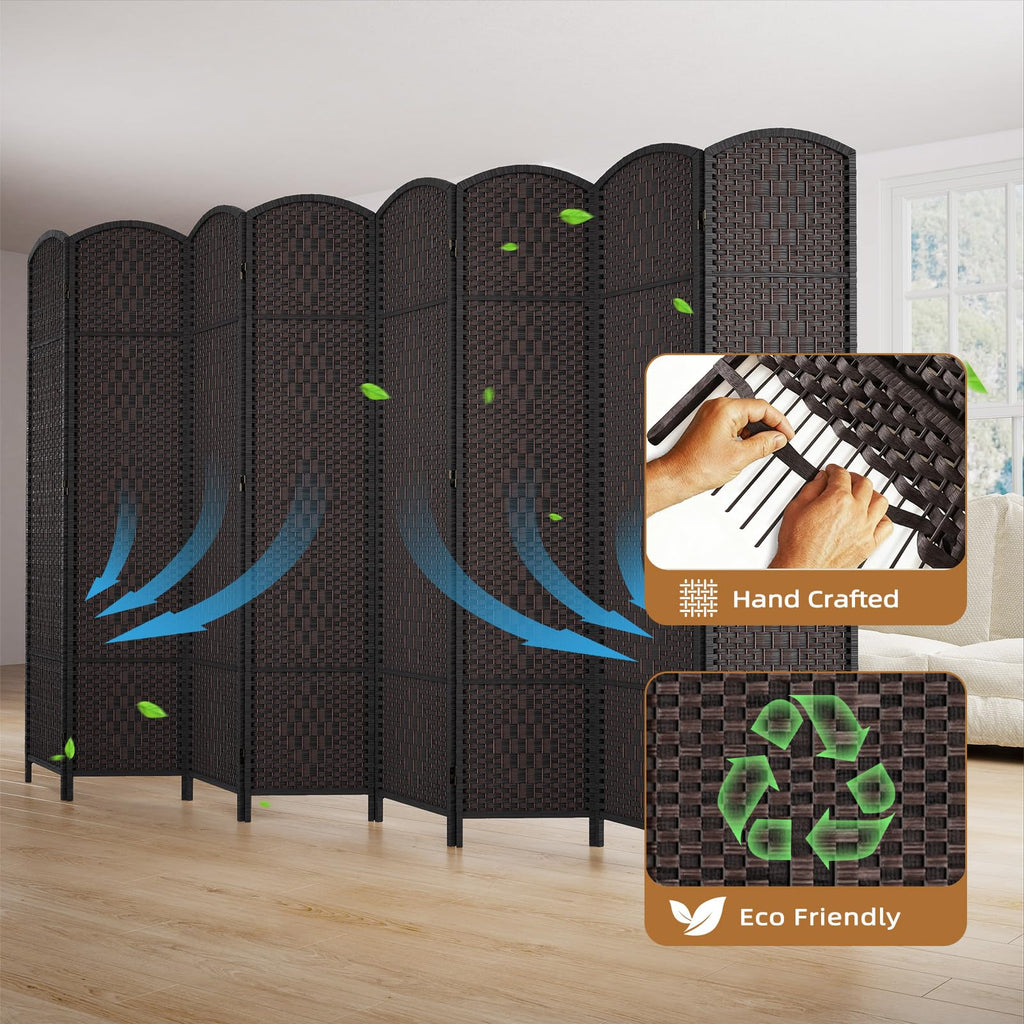Room Divider Panel, 4 Panel Partition Room Dividers, Dark Mocha