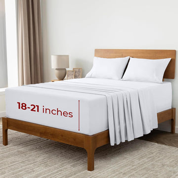Extra Deep Sheets - 4 PC Iconic Collection Bedding | Hotel Luxury, Ultra Soft, Cooling Bed Sheets - Wrinkle
