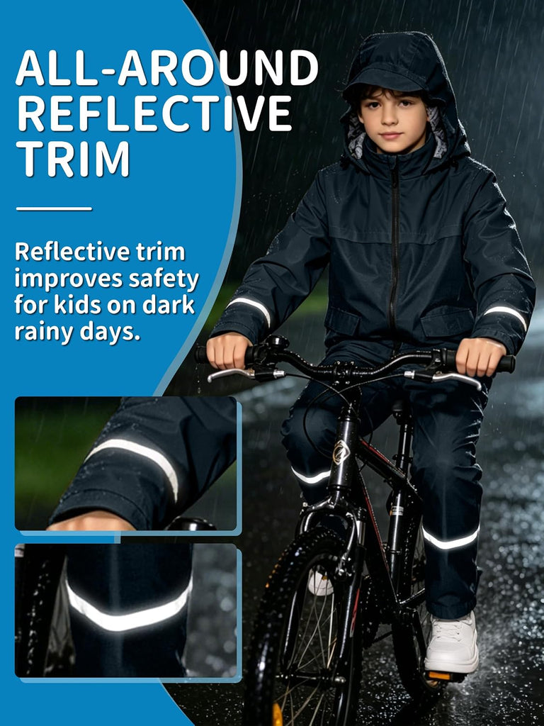 Kids Rain Suit Gear Boys Youth Rain Jacket and Pant Set
