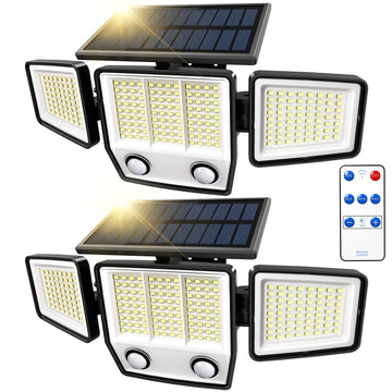 Solar Motion Sensor Outdoor Lights Waterproof - 3 Modes Security Lights Outdoor 270° Illumination IP65 LED