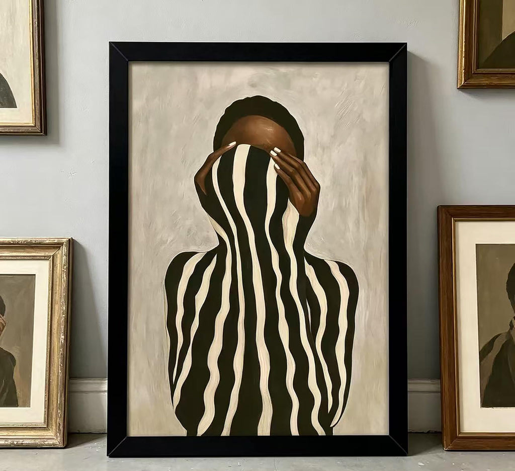 Black Woman Canvas Wall Art African American Picture Wall Decor Fashion Minimalist Poster Print Artwork Bedroom