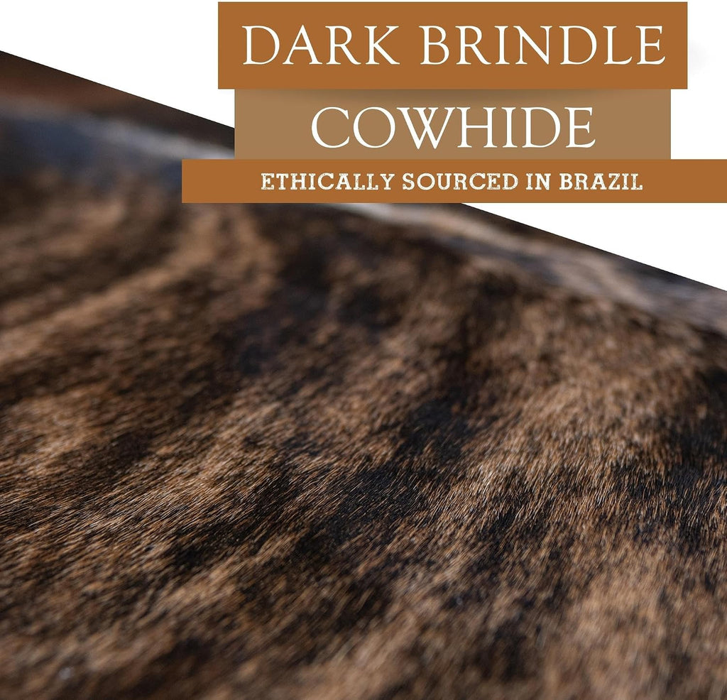 100% Genuine Dark Brindle Cowhide Rug - Modern Style Animal Skin Rug & Floor Carpet & More - Large (6x6-7ft)