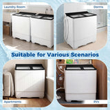 Portable Washing Machine, 26LBS Twin Tub Mini Compact Laundry Washer Spinner Combo with Drain Pump, 18Lbs Washer and