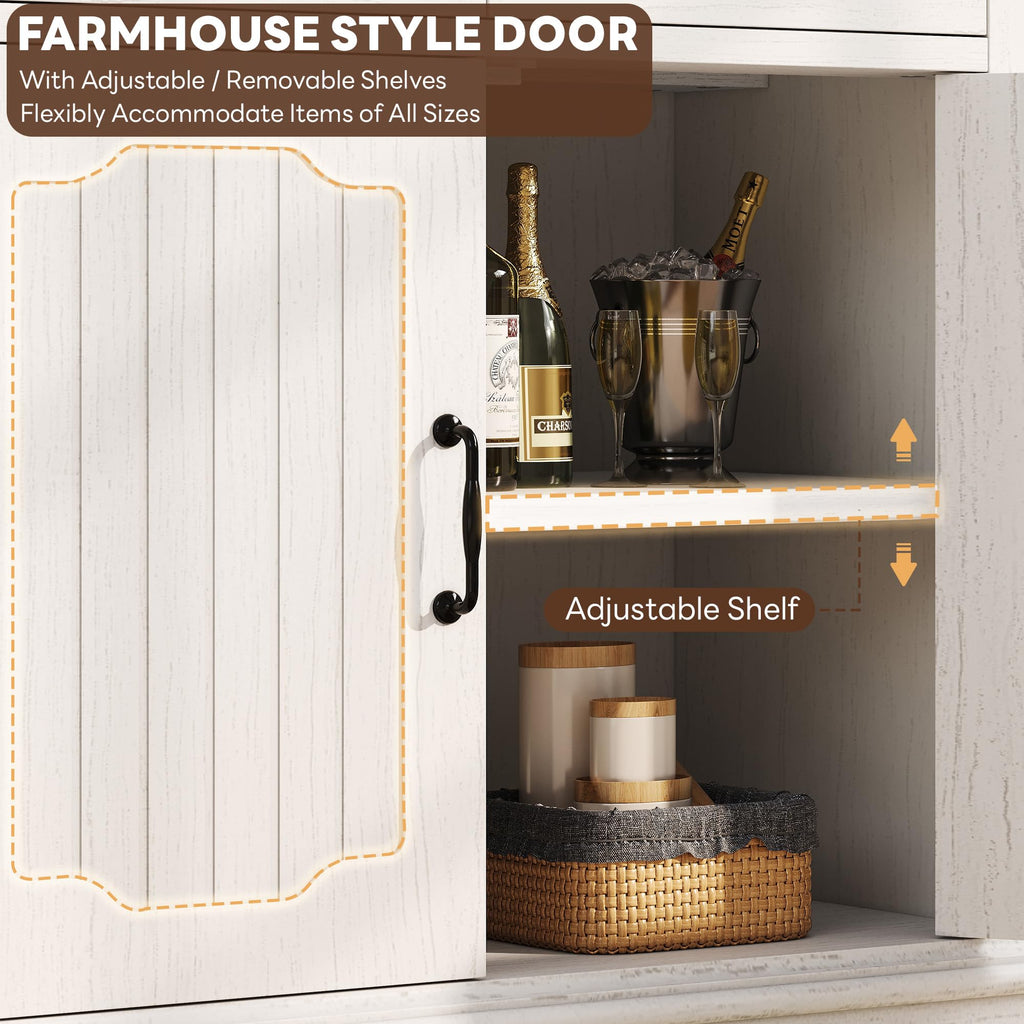 Buffet Cabinet with 2 Drawers, 32" Sideboard Buffet Storage Cabinet with Doors and Shelves, Farmhouse Coffee Bar