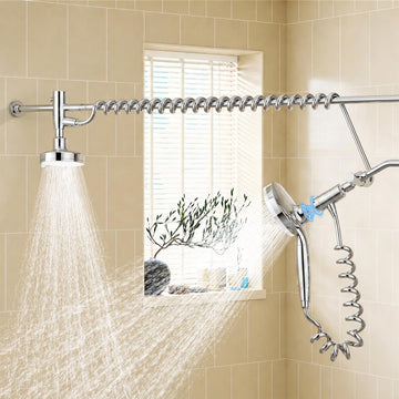 Dual Shower Head with Magnetic Handheld, Double Showerhead Gifts, Silver