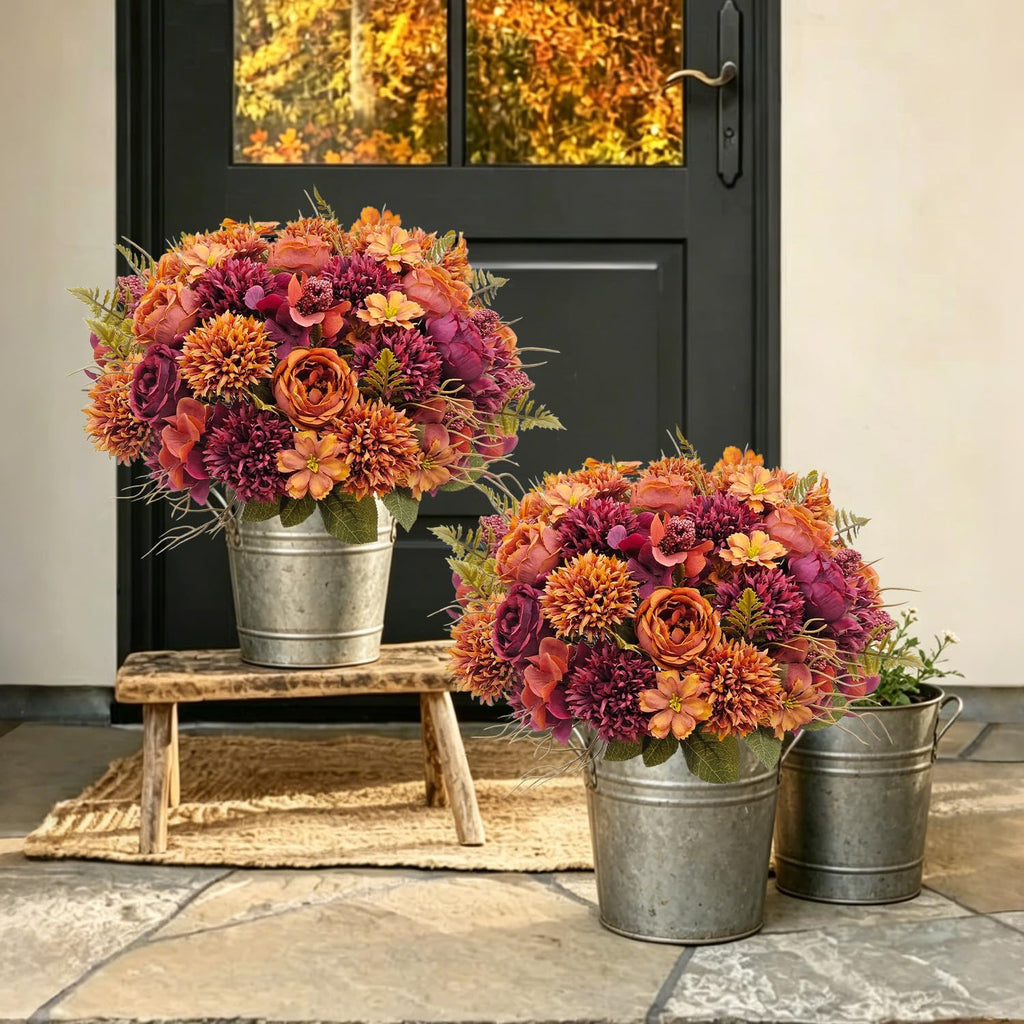 Bundles Large Artificial Fall Flowers Bouquet, Fall Floral Arrangements - Set of 3