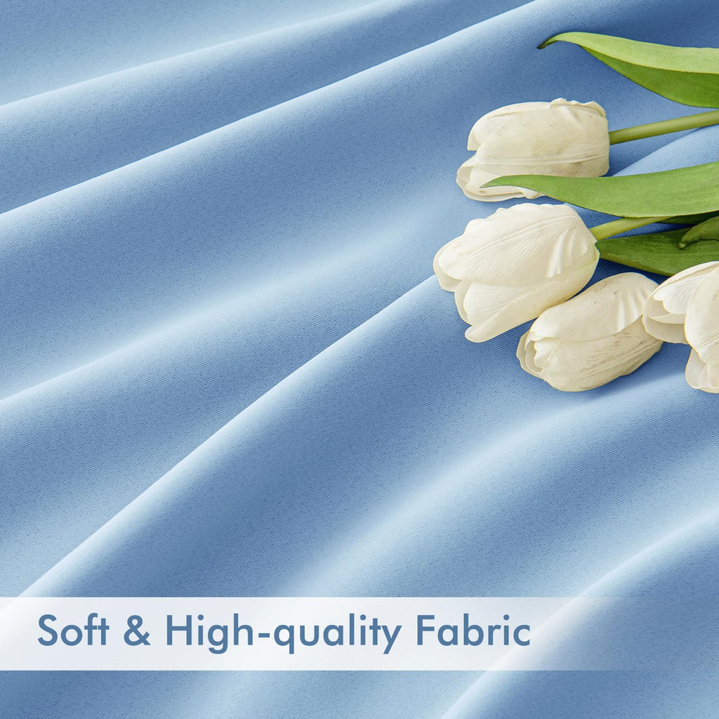 Sky Blue Back Tab Blackout Curtains 52x96 Inch Long 2 Panels Set