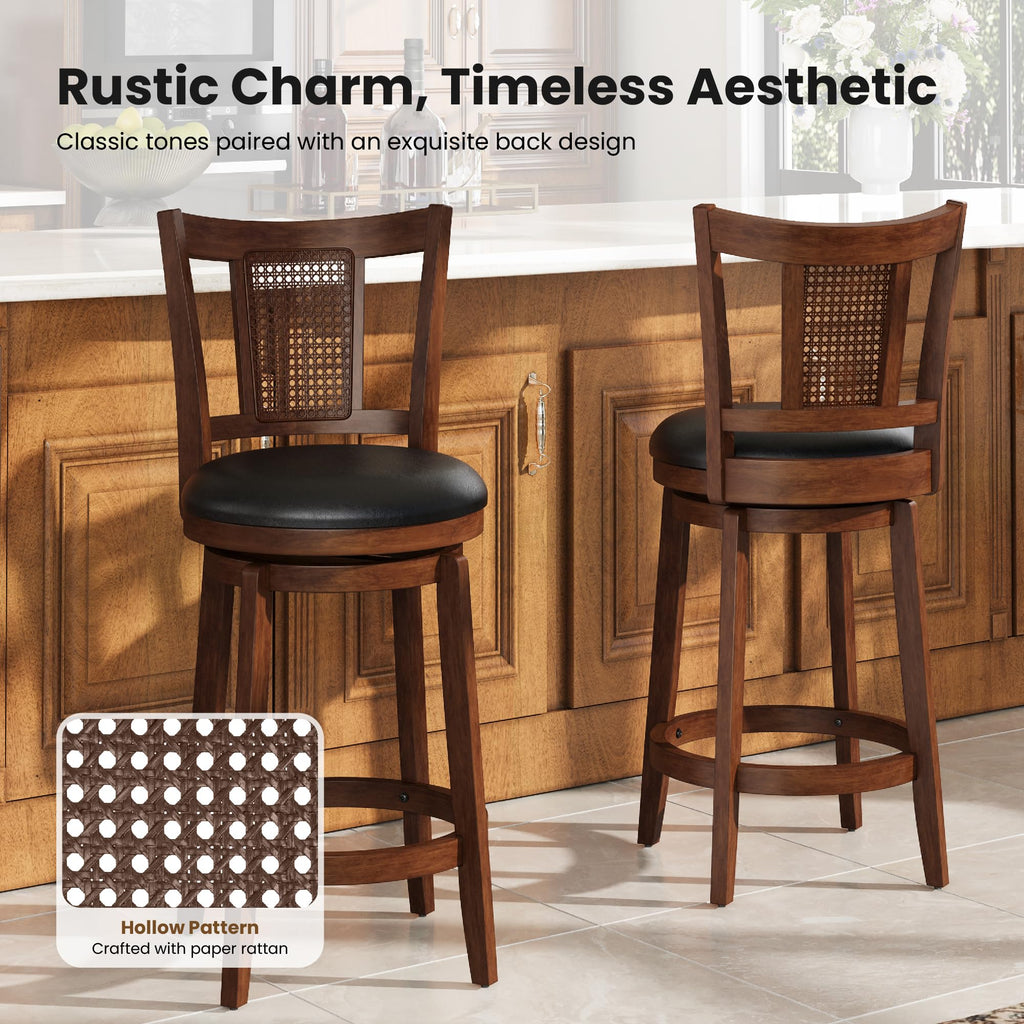 26 Inch Swivel Bar Stools Set of 3, Counter Height Barstools