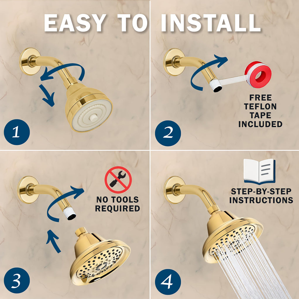 Massage Shower Head With Mist - 2.5 GPM - Polished Brass